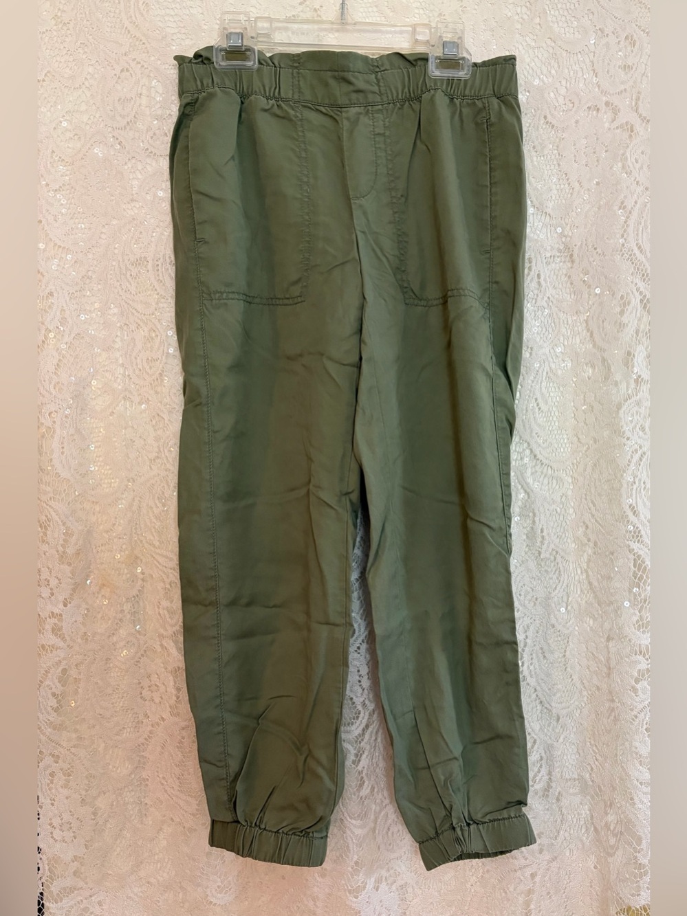 LOFT Pre-loved Olive Green Elastic-Waist Pants Size XXS